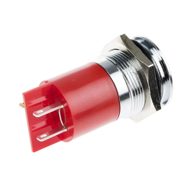 RS PRO Red Panel Mount Indicator with Prominent Silver Bezel, 24V DC / 36V DC, 10mA, 61mm Length 207-466
