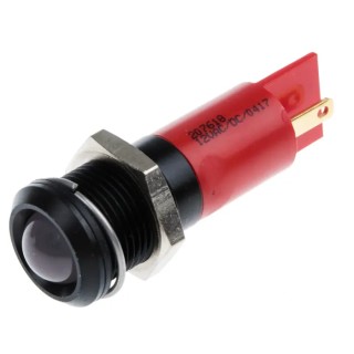 RS PRO Red Panel Mount Indicator 12V 20mA Solder Tab Termination IP67 Prominent Bezel 207-618