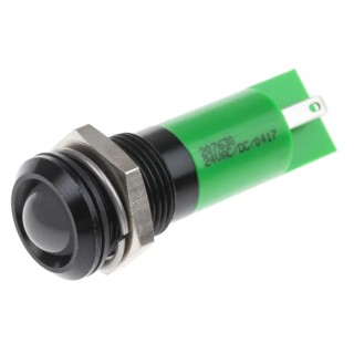 RS PRO Green Panel Mount Indicator 24 V AC/DC 20mA Solder Tab Termination IP67 Prominent Bezel 207-630