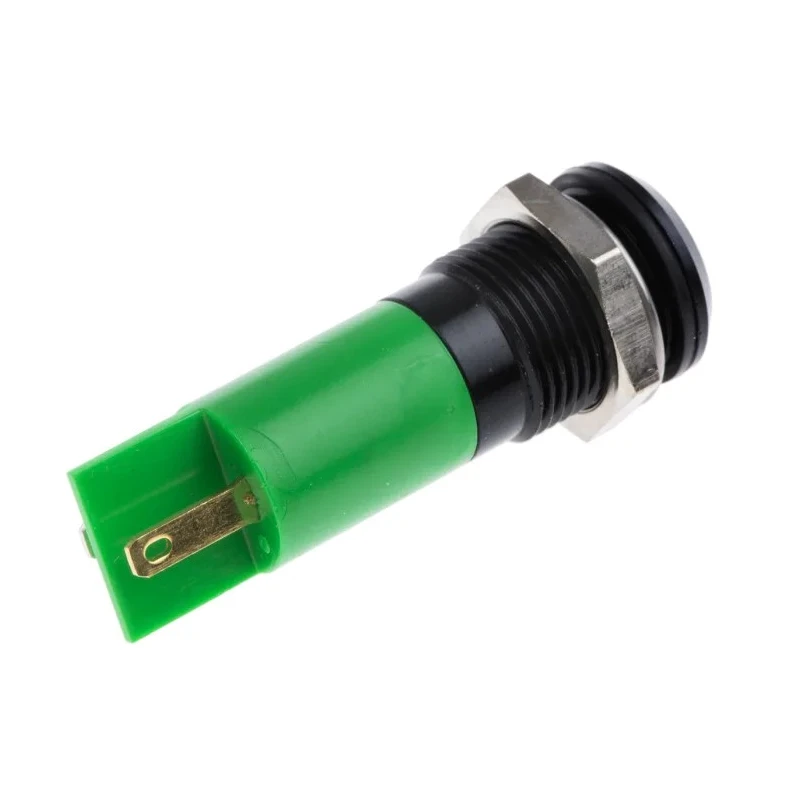 RS PRO Green Panel Mount Indicator 24 V AC/DC 20mA Solder Tab Termination IP67 Prominent Bezel 207-630