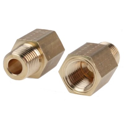Legris Brass Pneumatic Fitting, Male/Female Threaded Adapter, 1/4 in BSPT to NPT, Nickel Finish, Maximum 250 bar 0167 13 14
