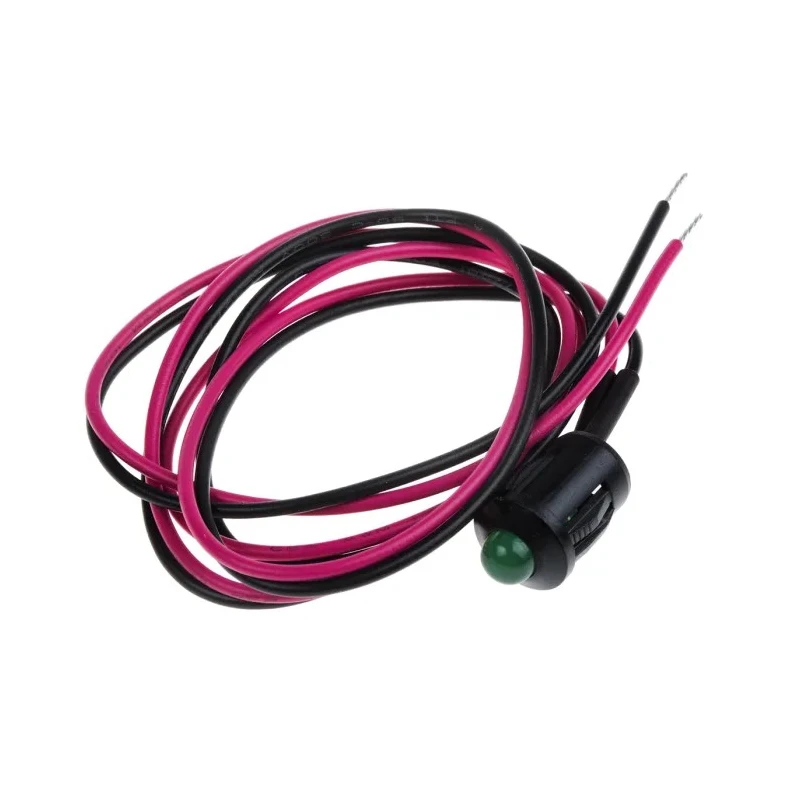 RS PRO Green Panel Mount Indicator 2V DC 20mA Lead Wire Termination Prominent Bezel 207-731