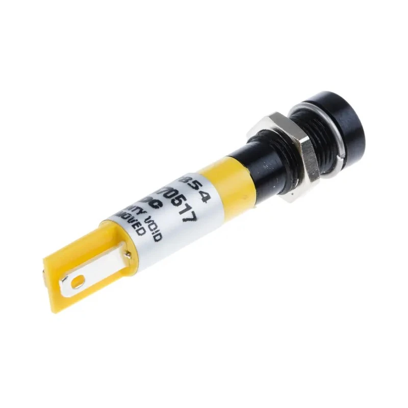 RS PRO Yellow Panel Mount Indicator 12V DC 20mA Solder Tab Termination Recessed Bezel 207-854