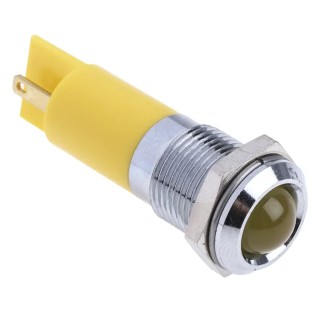 RS PRO Yellow Panel Mount Indicator 24V dc 20mA Solder Tab Termination Prominent Bezel 207-882