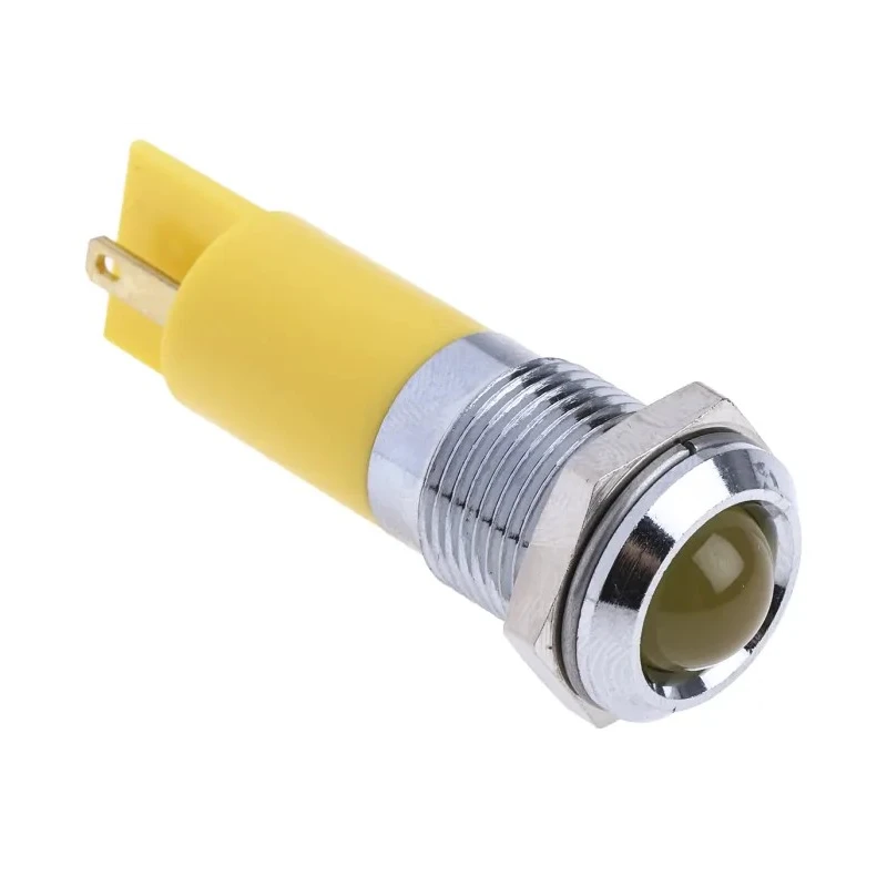 RS PRO Yellow Panel Mount Indicator 24V dc 20mA Solder Tab Termination Prominent Bezel 207-882