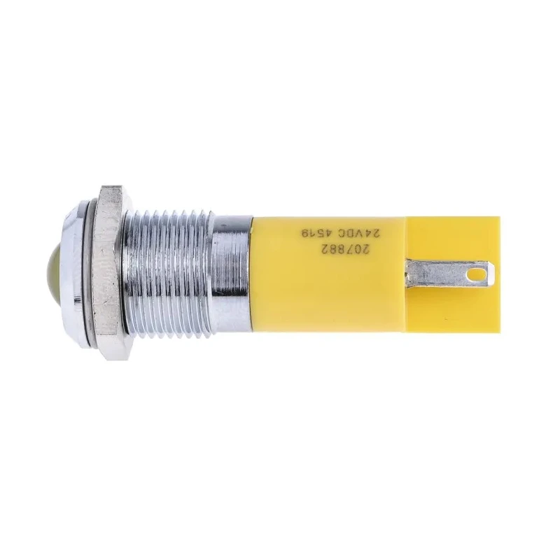 RS PRO Yellow Panel Mount Indicator 24V dc 20mA Solder Tab Termination Prominent Bezel 207-882