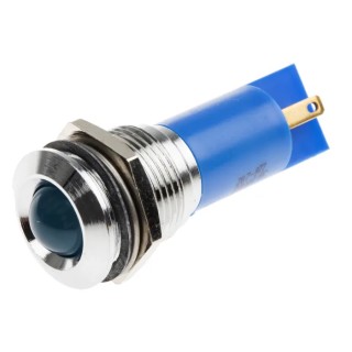 RS PRO Blue Panel Mount Indicator 24 V AC/DC, 20mA, Solder Tab Termination, Silver Bezel 207-977