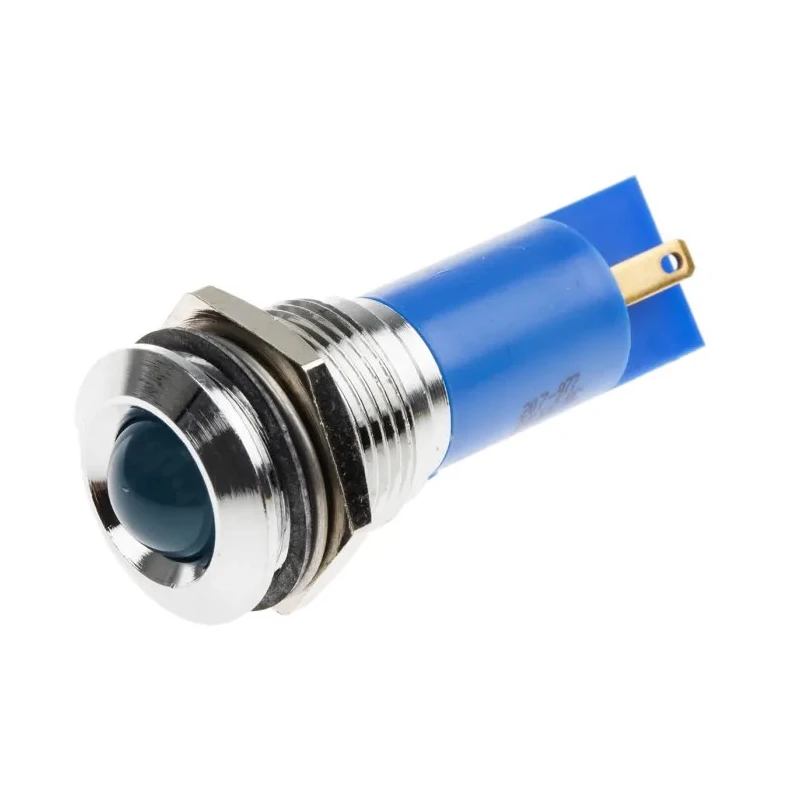 RS PRO Blue Panel Mount Indicator 24 V AC/DC, 20mA, Solder Tab Termination, Silver Bezel 207-977