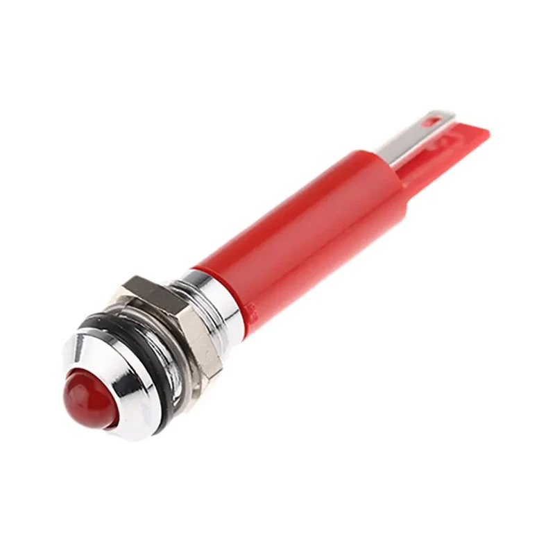 RS PRO Red Panel Mount Indicator 12V DC 17mA Solder Tab Termination IP67 Prominent Bezel 208-071
