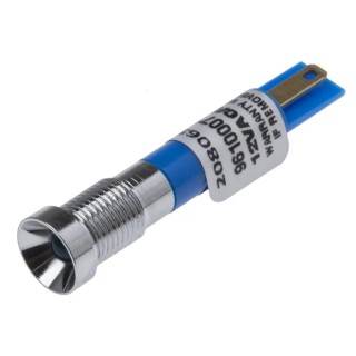 RS PRO Blue Panel Mount Indicator, 12V DC, 20mA, Solder Tab Termination, IP67 Recessed Silver Bezel 208-065