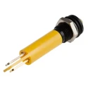 RS PRO Yellow Panel Mount Indicator 24V DC 17mA Solder Tab Termination IP67 Prominent Bezel 208-116