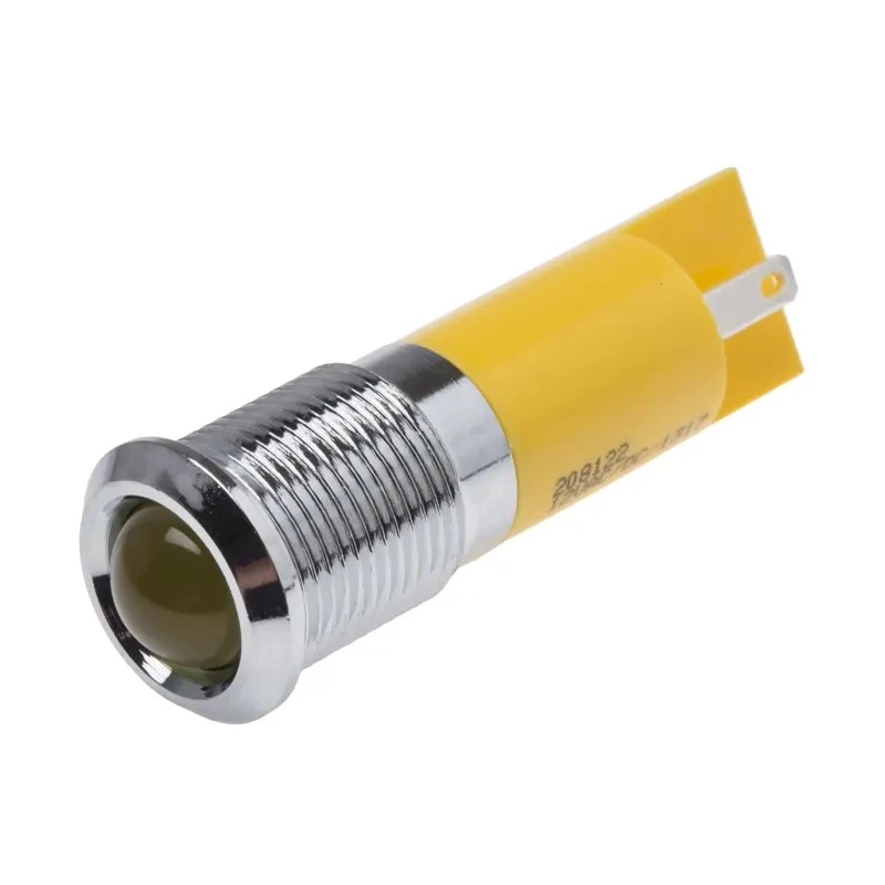 RS PRO Yellow Panel Mount Indicator 12V, IP67 Waterproof, Prominent Silver Bezel IP67