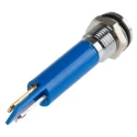RS PRO Blue Panel Mount Indicator, 12V, 17mA, Solder Tab Termination, IP67, Prominent Bezel, Model 208-093