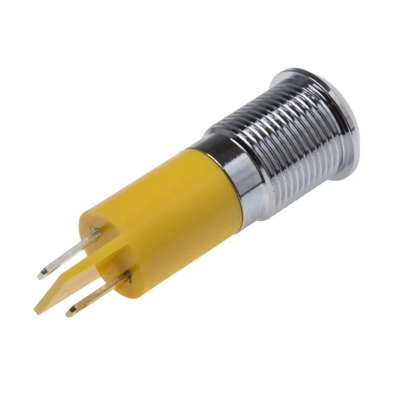 RS PRO Yellow Panel Mount Indicator 12V, IP67 Waterproof, Prominent Silver Bezel IP67