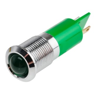 RS PRO Green Panel Mount Indicator with 14 mm Mount Hole, Silver Prominent Bezel, 48V dc and 65 V dc, 16mA, Model 208-166