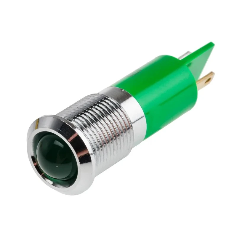 RS PRO Green Panel Mount Indicator with 14 mm Mount Hole, Silver Prominent Bezel, 48V dc and 65 V dc, 16mA, Model 208-166