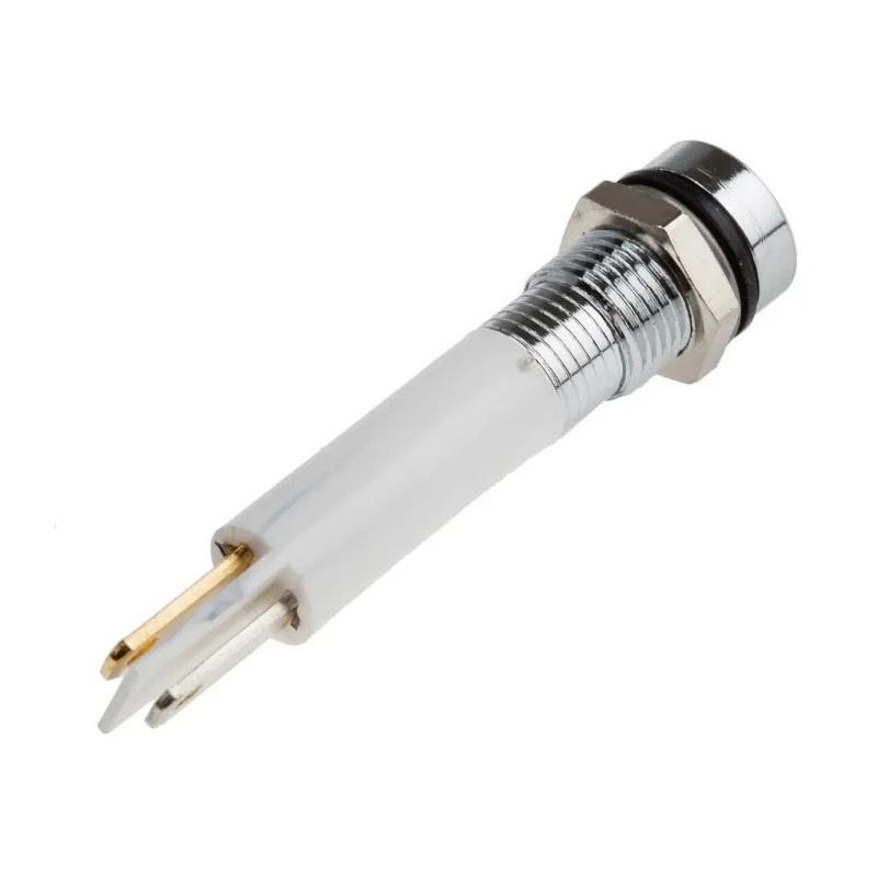 RS PRO White Panel Mount Indicator 12V dc 20mA Solder Tab Termination IP67 Recessed Bezel Silver 208-188