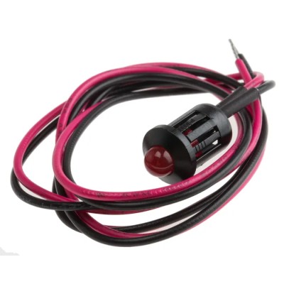RS PRO Red Panel Mount Indicator, 2V DC, 20mA, Lead Wire Termination, Prominent Bezel 208-201