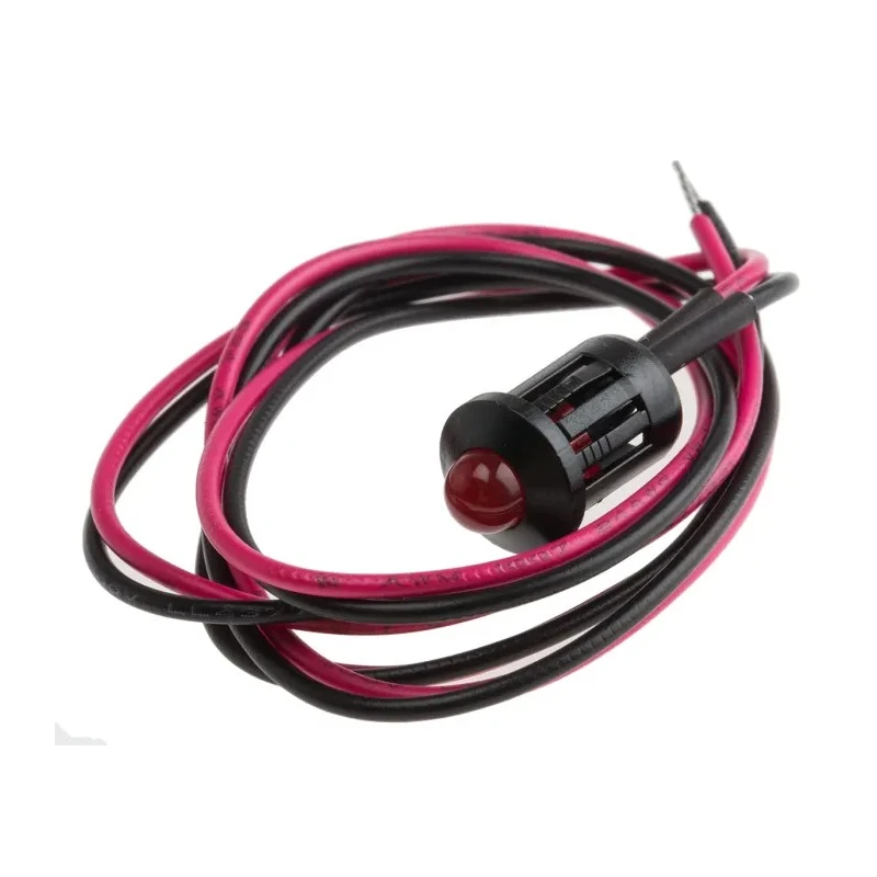 RS PRO Red Panel Mount Indicator, 2V DC, 20mA, Lead Wire Termination, Prominent Bezel 208-201