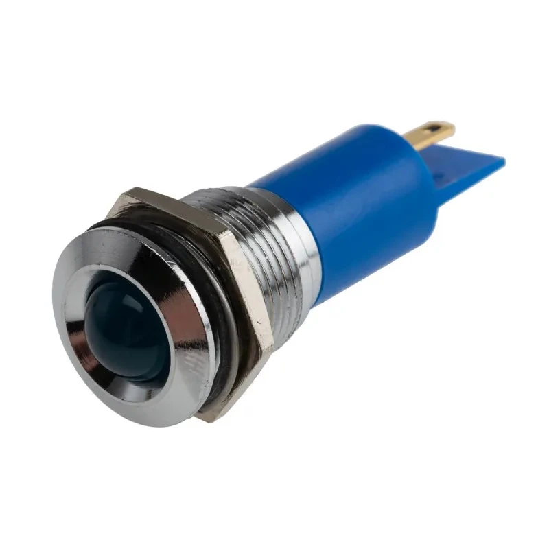 RS PRO Blue Panel Mount Indicator 115V dc 3mA Solder Tab Termination Prominent Bezel 208-245