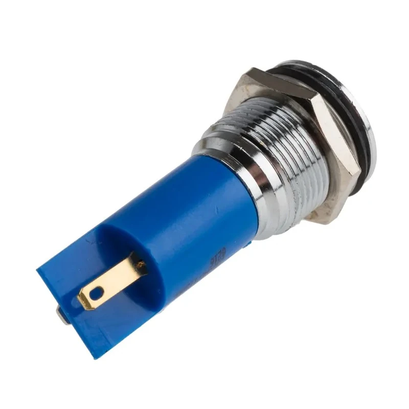 RS PRO Blue Panel Mount Indicator 115V dc 3mA Solder Tab Termination Prominent Bezel 208-245