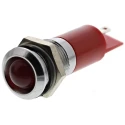 RS PRO Red Panel Mount Indicator 12V, 4200 mcd Light Output, IP67 Silver Bezel Prominent Style IP67