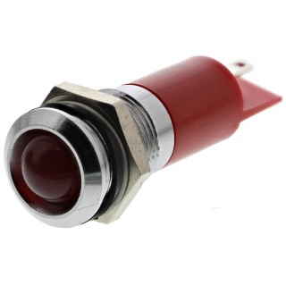 RS PRO Red Panel Mount Indicator 12V, 4200 mcd Light Output, IP67 Silver Bezel Prominent Style IP67