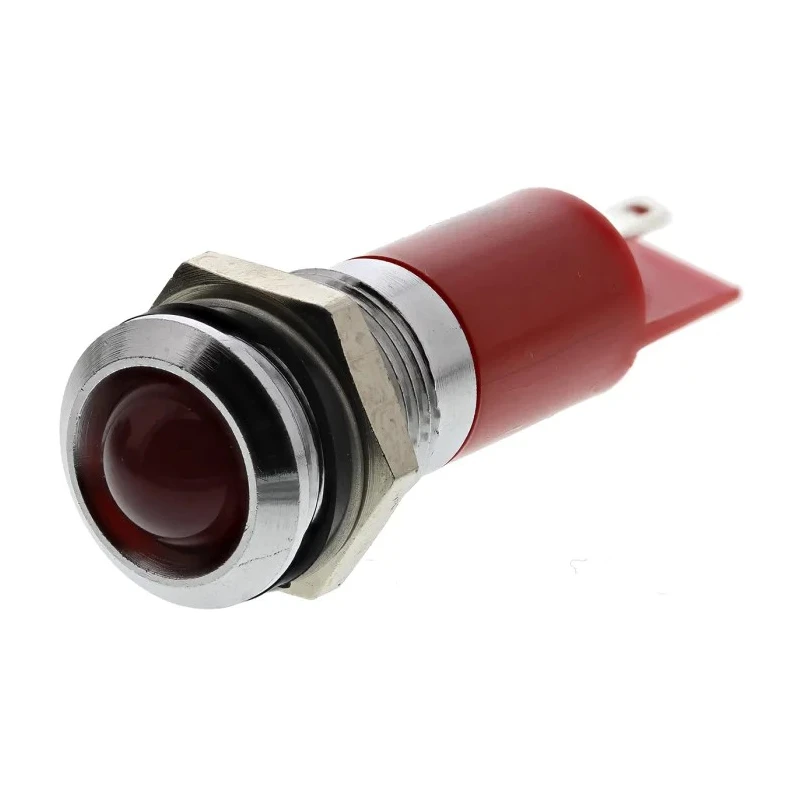 RS PRO Red Panel Mount Indicator 12V, 4200 mcd Light Output, IP67 Silver Bezel Prominent Style IP67