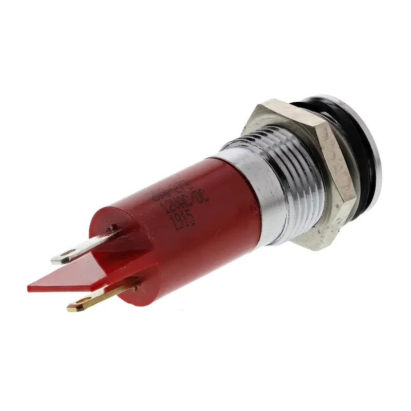 RS PRO Red Panel Mount Indicator 12V, 4200 mcd Light Output, IP67 Silver Bezel Prominent Style IP67
