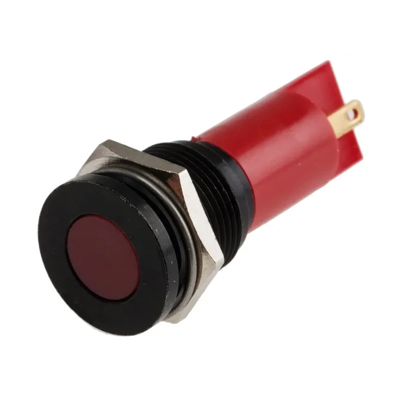 RS PRO Red Panel Mount Indicator, 24 V AC/DC, 20mA, Solder Tab Termination, Flush Bezel 208-302