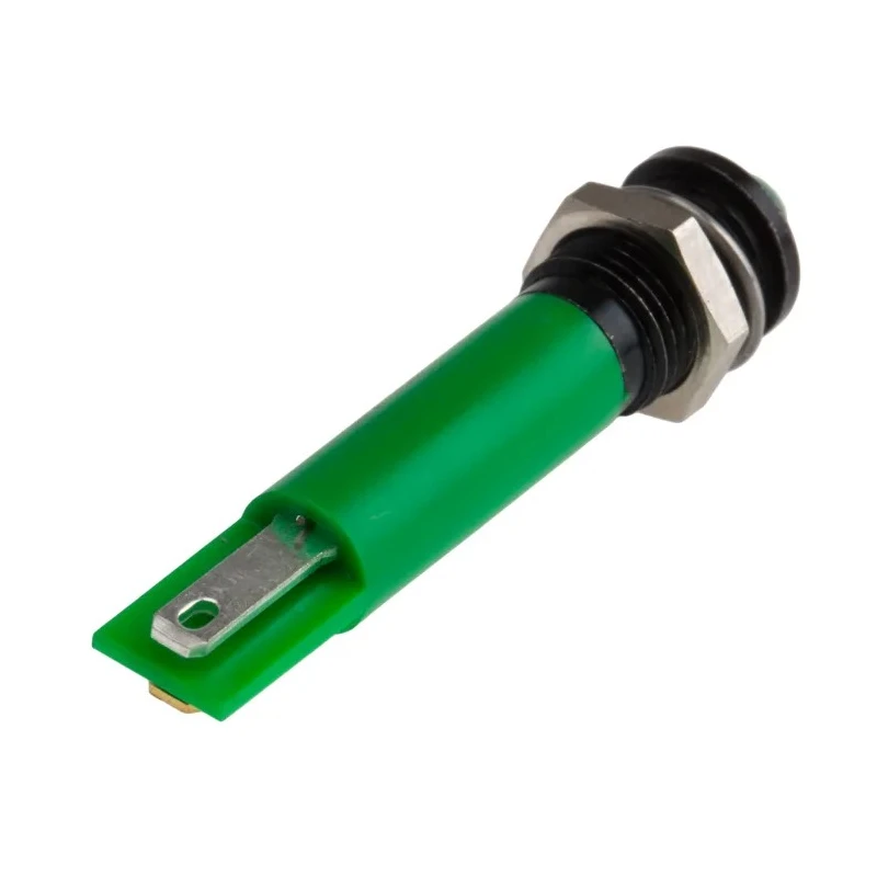 RS PRO Green Panel Mount Indicator 12V AC 20mA Solder Tab Termination Prominent Bezel 208-346