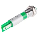 RS PRO Green Panel Mount Indicator 12V DC 20mA Solder Tab Termination Prominent Bezel 208-475
