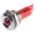 RS PRO Red Panel Mount Indicator, 230 V AC, 130 V DC, 3 mA Current, Silver Bezel, 67.5 mm Length, Model 208-548