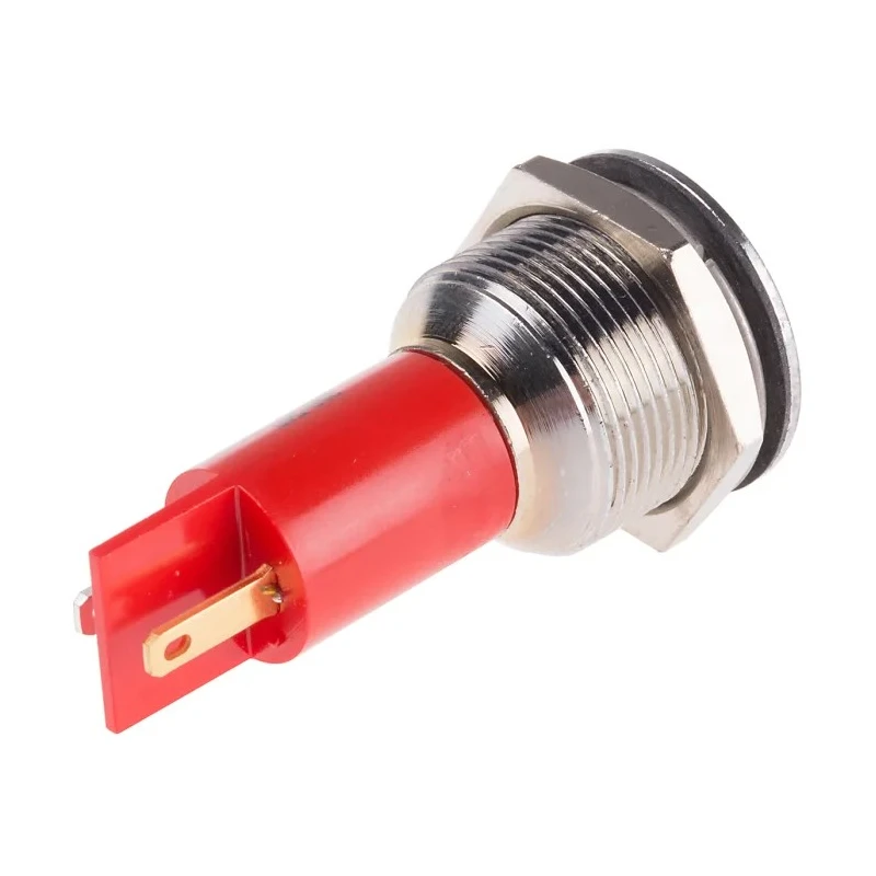 RS PRO Red Panel Mount Indicator, 230 V AC, 130 V DC, 3 mA Current, Silver Bezel, 67.5 mm Length, Model 208-548