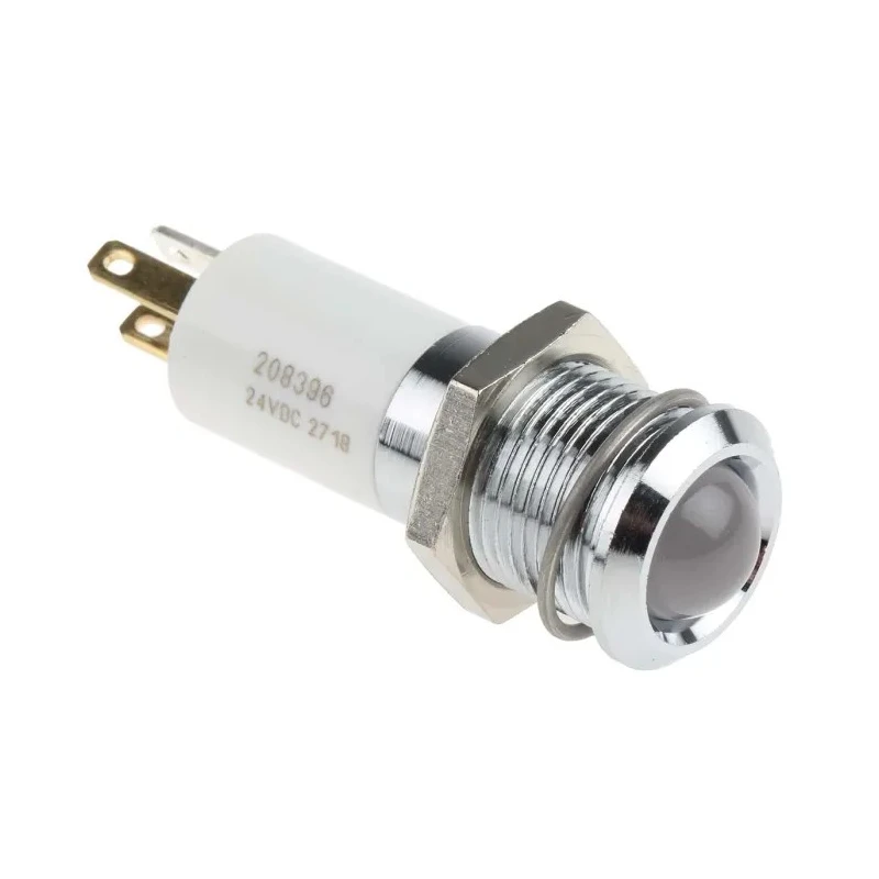 RS PRO Green, Yellow, Red Panel Mount Indicator 24V DC 20mA Solder Tab Termination Prominent Bezel 208-396