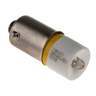RS PRO Yellow Indicator Lamp Single Chip, 24 V AC/DC, BA9 Base, 10 mm Diameter 208-661