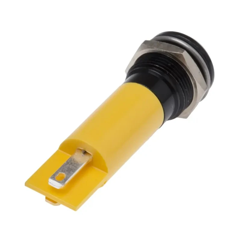 RS PRO Yellow Panel Mount Indicator, 12 V AC/DC, 20mA Current, Solder Tab Termination, IP67 Rated, Prominent Bezel 208-633