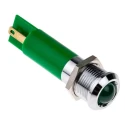 RS PRO Green Panel Mount Indicator 24 V AC/DC 20mA Solder Tab Termination IP67 Prominent Bezel 208-481