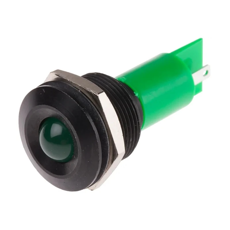 RS PRO Green Panel Mount Indicator 230 V AC, 115 V AC, 3mA Current, Black Bezel, Prominent Style 208-790