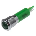 RS PRO Green Panel Mount Indicator, 12 V AC/DC, 20mA, Solder Tab Termination, IP67, Prominent Bezel, Silver Bezel 208-728