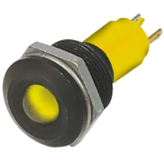 RS PRO Yellow Panel Mount Indicator LED 230 V AC, 115 V DC, 3mA, Black Bezel Prominent 208-807