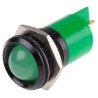 RS PRO Green Panel Mount Indicator, 12 V AC/DC, 20mA Current, Solder Tab Termination, Prominent Bezel 208-879