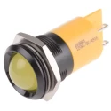 RS PRO Yellow Panel Mount Indicator 12 V AC/DC 20mA Solder Tab Termination Prominent Bezel 208-885