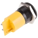 RS PRO Yellow Panel Mount Indicator 12 V AC/DC 20mA Solder Tab Termination Prominent Bezel 208-885