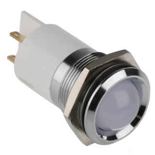 RS PRO Green, Yellow, Red Panel Mount Indicator 24V DC 20mA Solder Tab Termination Prominent Silver Bezel 208-942