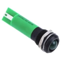 RS PRO Green Panel Mount Indicator 24 V AC/DC 20mA Solder Tab Termination IP67 Prominent Bezel 209-068