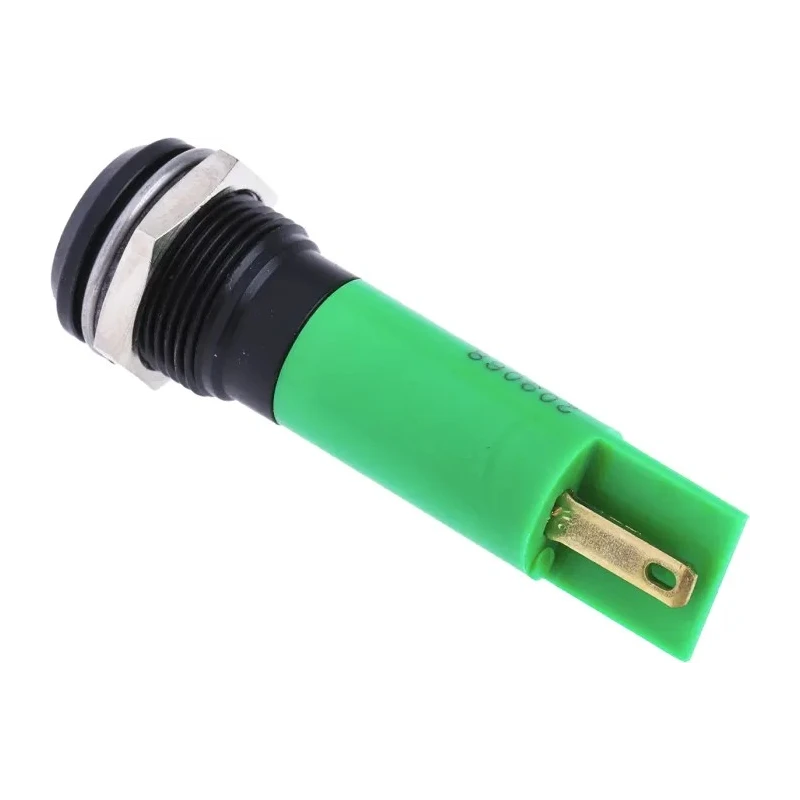 RS PRO Green Panel Mount Indicator 24 V AC/DC 20mA Solder Tab Termination IP67 Prominent Bezel 209-068
