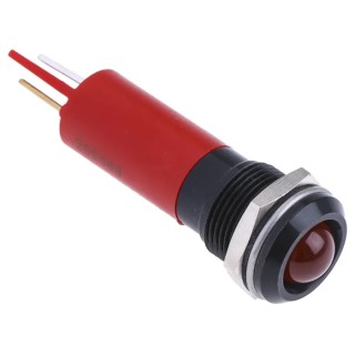 RS PRO Red Panel Mount Indicator 24 V AC/DC 20mA Solder Tab Termination IP67 Prominent Bezel 209-169