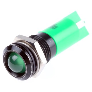 RS PRO Green Panel Mount Indicator, 240V, Solder Tab Termination, IP40, Prominent Bezel 209-210