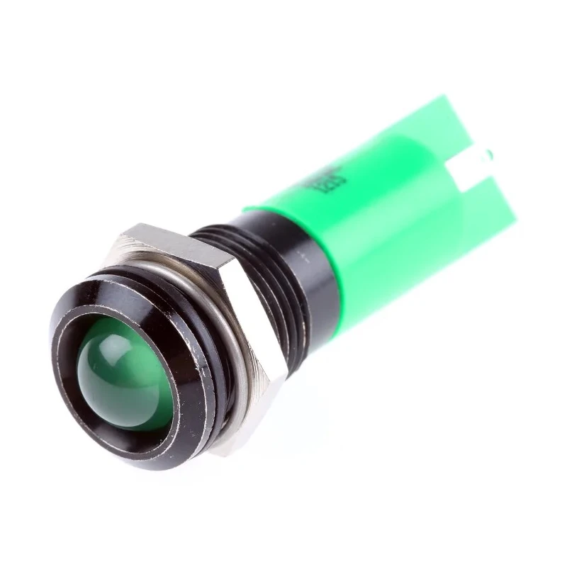 RS PRO Green Panel Mount Indicator, 240V, Solder Tab Termination, IP40, Prominent Bezel 209-210